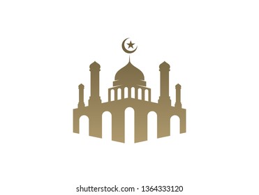 Mosque Simple icon logo design vector. Mosque Moslem icon vector Illustration design template.