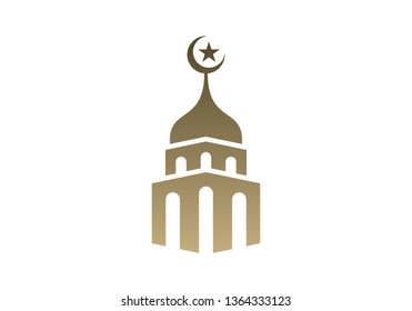 Mosque Simple icon logo design vector. Mosque Moslem icon vector Illustration design template.