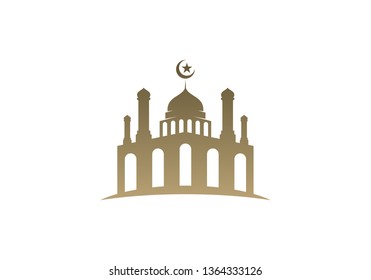 Mosque Simple icon logo design vector. Mosque Moslem icon vector Illustration design template.