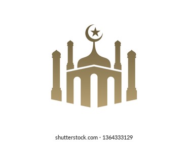 Mosque Simple icon logo design vector. Mosque Moslem icon vector Illustration design template.