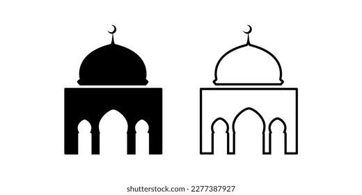 Mosque simple icon vector flat with outline,isolated on white background