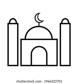 Mosque simple line icon design. muslim islamic logo for eid mubarak
