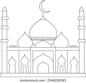 Mosque single continuous line art