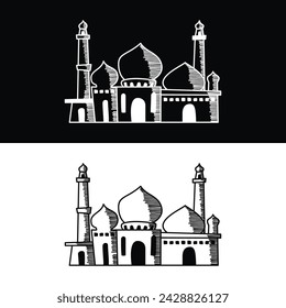 mosque sketch doodle vector illustration