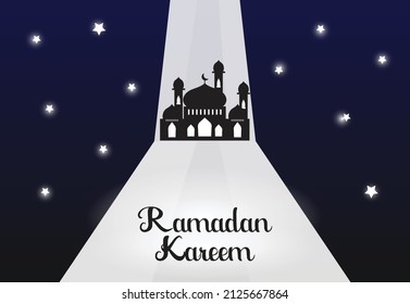 mosque with sky full star background ramadan