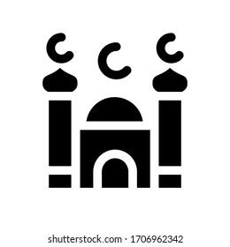 mosque solid glyph icon symbol vector illustration. islamic place template