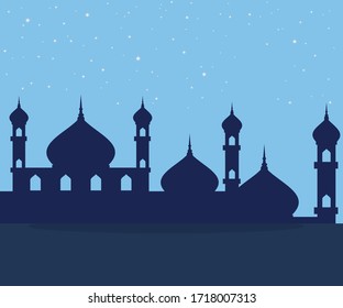 Ramadan Background 3d Paper Mosque Hari Stock Vector (Royalty Free ...