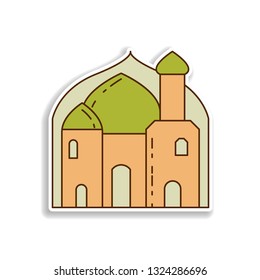 mosque  sticker icon. Element of color Arabic culture icon. Premium quality sticker design icon. Signs and symbols collection icon for websites, web design