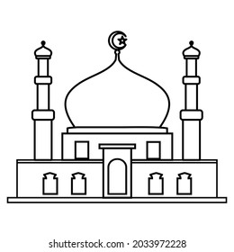 mosque symbol line illustration, simple flat design