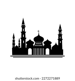 mosque template logo design illustration vector landscape 