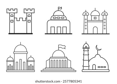 mosque temple church line art,flat icon vactor

