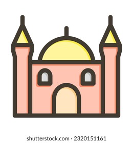 Colores Llenos De Línea Espesa De Mezquita Para Uso Personal Y Comercial.
