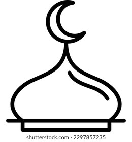 Mosque thin line icon. Modern vector illustration of arabic building.