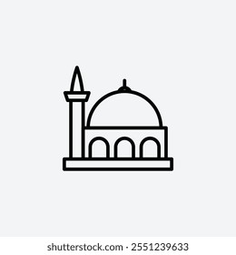 Mosque thin liner icon isolated.