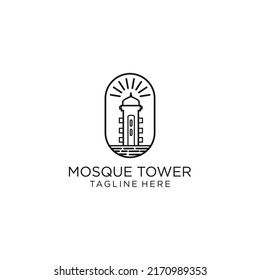 Mosque tower logo design icon template