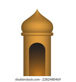 Mosque Tower Minoret Vector Illustration Gold Gradient 3d Render Graphic element