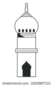 mosque tower monochrome style icon