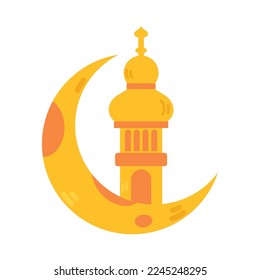 torre de la mezquita y diseño aislado de la luna