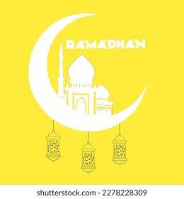 Mosque vector background with Ramadan text