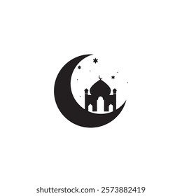 mosque vector in black color