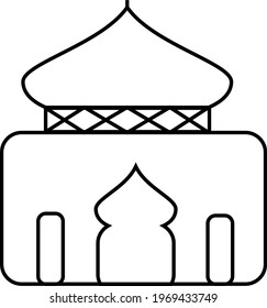 mosque vector with black outline and white background