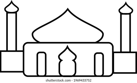 Moschee, Vektorgrafik mit schwarz-weißem Hintergrund