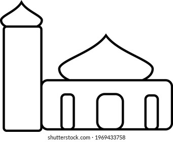 Mosque Vector Black Outline White Background Stock Vector (Royalty Free ...