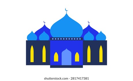 Mosque vector bright color magnificent building vector design