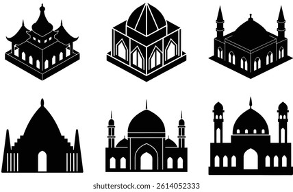 Mosque Vector Collection – Islamic Architecture and Worship Place Vector Illustrations