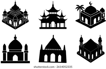 Mosque Vector Collection – Islamic Architecture and Worship Place Vector Illustrations