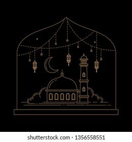 mosque vector design line style art of Islamic celebration