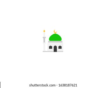Mosque vector flat icon. Islamic Religion House. Isolated Mosque Building, Domed Roof, Minaret emoji illustration 
