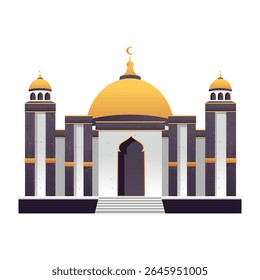 mosque vector with golden dome architecture