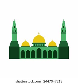 Mosque vector icon. Colored mosque icon for sign, symbol or decoration. Mosque for ramadan celebration or islamic design. Muslim worship building icon illustration