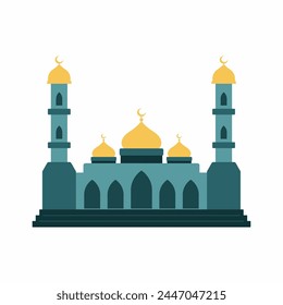 Mosque vector icon. Colored mosque icon for sign, symbol or decoration. Mosque for ramadan celebration or islamic design. Muslim worship building icon illustration