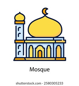mosque vector icon design illustration, filled line style