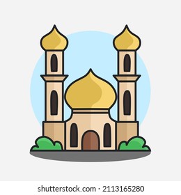 Moschee-Vektorsymbol-Illustration mit süßem und minimalistischem Design