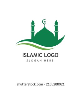 Plantilla de diseño de ilustraciones de iconos vectoriales de mezquita