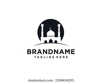 Mosque vector icon illustration design template. Mosque logo design