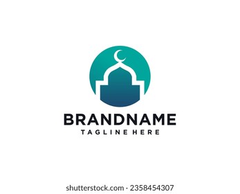 Mosque vector icon illustration design template. Mosque logo design