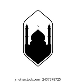 Moschee Vektor-Ikone Illustration Design-Vorlage. Kuppel Moschee und Tor beten muslimische Religion minimalistisches Logo Design Vektor-Ikone Illustration-Vorlage. Ramadan Kareem, Eid Mubarak Vektor-Illustration