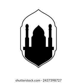 Mosque vector icon illustration design template. dome mosque and gate pray muslim religion minimalist logo design vector icon illustration template. ramadan kareem, eid mubarak vector illustration