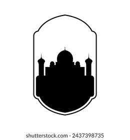 Mosque vector icon illustration design template. dome mosque and gate pray muslim religion minimalist logo design vector icon illustration template. ramadan kareem, eid mubarak vector illustration