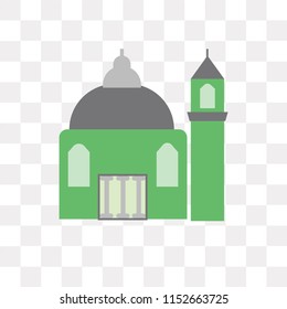 Mosque vector icon isolated on transparent background, Mosque logo concept