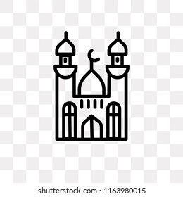 Mosque vector icon isolated on transparent background, Mosque logo concept