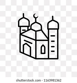 Mosque vector icon isolated on transparent background, Mosque logo concept