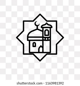 Mosque vector icon isolated on transparent background, Mosque logo concept