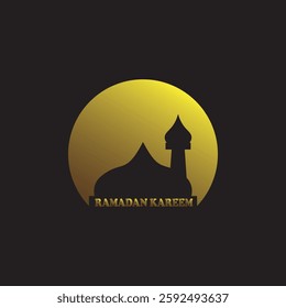 mosque vector icon, isolated on black background, ramadan kareem.