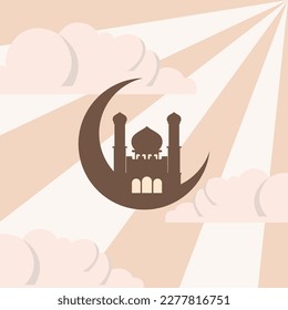 ilustración del vector de la mezquita para el fondo. tarjeta de bienvenida musulmana tarjeta de invitación temática de mezquita