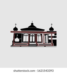 mosque vector illustration with black and brown gray background very suitable for logo icons etc.